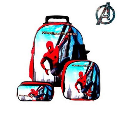 Kit Mochila Rodinha Homem Aranha Extra