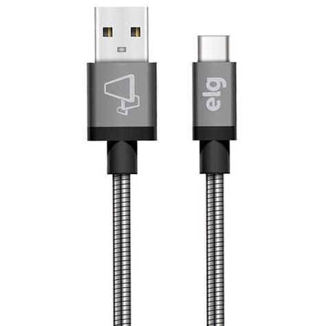 Cabo USB C Elg INXC10GY 1 Metro Inox 12W 2 4A No Paraguai