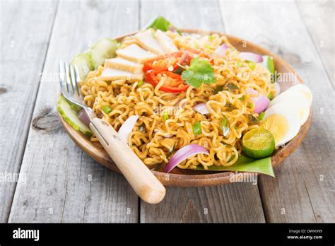 Spicy Fried Curry Instant Noodles Or Malaysian Style Maggi Goreng Mamak