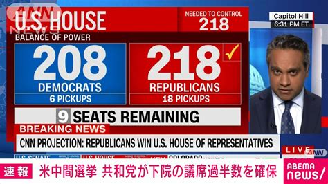 【速報】米中間選挙 共和党が下院の議席過半数を確保 Cnn