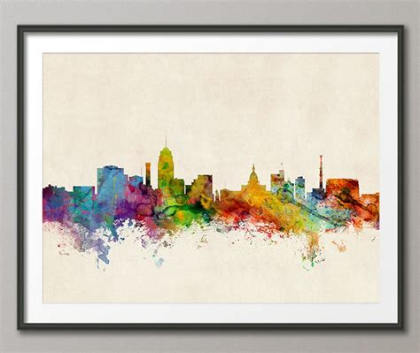 Lansing Skyline Lansing Michigan Cityscape Art Print 1006 - Etsy