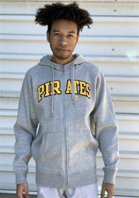 Antigua Pittsburgh Pirates Mens Grey Victory Long Sleeve Full Zip