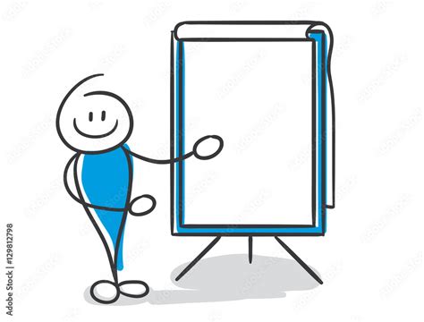 Stick Figure Series Blue Tafel Whiteboard Flipchart Präsentation