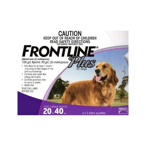 Frontline Plus Flea and Tick Prevention for Large Dogs (20 kg to 40 kg ...