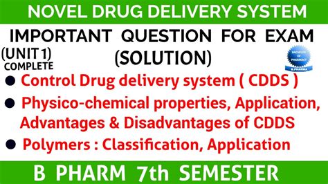 Ndds Important Question With Solution Ll Unit 1 Ll Novel Drug Delivery