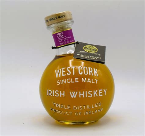 Single Malt Irish Whiskey West Cork Port Cask Finish Maritime Bottle