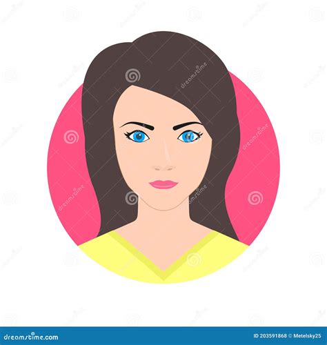 Woman Face Avatar Female Icon Or Portrait Pretty Young Girl Stock