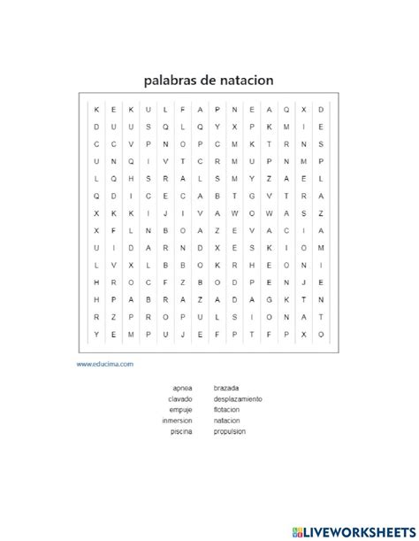 Ejercicio De Palabras De Natacion Palabras Autoevaluacion Cuadernos