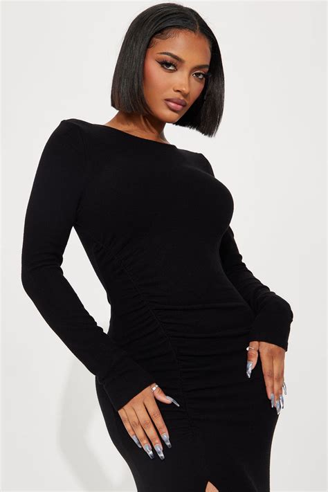 Kary Hacci Ruched Midi Dress Black Fashion Nova Dresses Fashion Nova