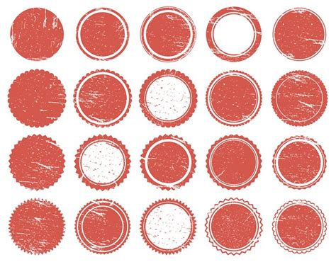 Grunge Texture Stamp Rubber Red Circle Stamps Distressed Texture Red