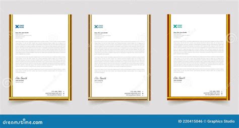 Corporate Modern Golden Letterhead Template Stock Vector Illustration