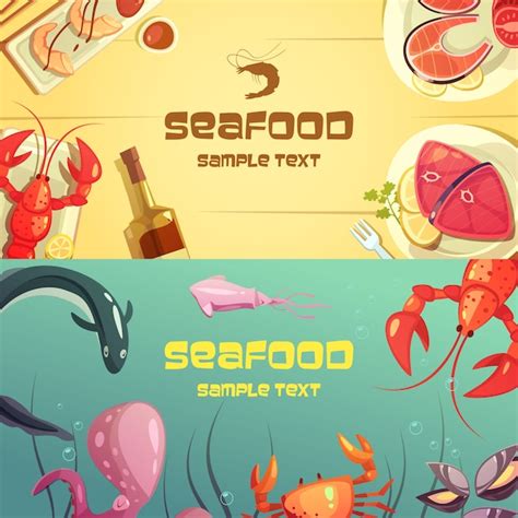 Красочный мультфильм морепродуктов иллюстрация | Бесплатно векторы