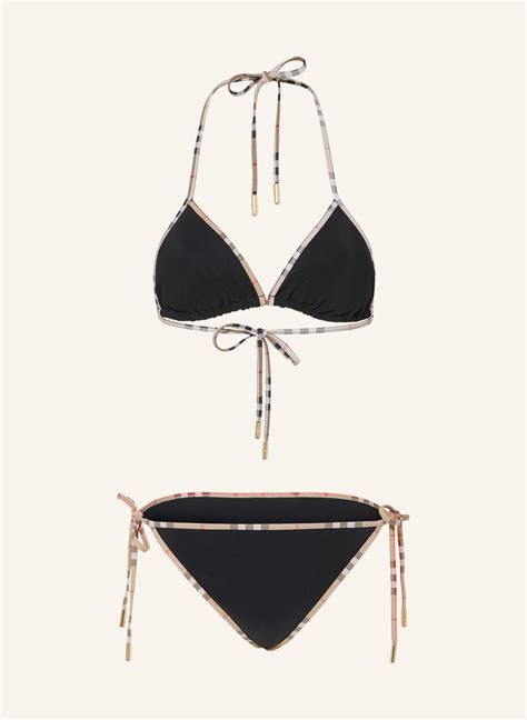 Burberry Triangel Bikini In Schwarz Beige Rot