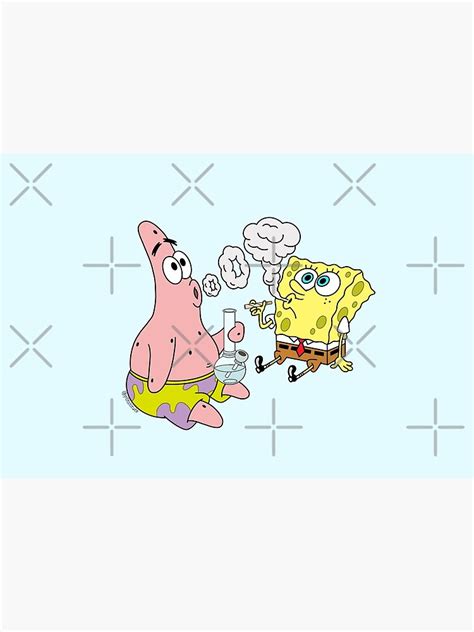 Spongebob And Patrick Smoking Weed Cannabis Cartoon Art Mask For Sale