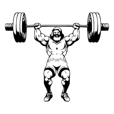 Premium Vector Muscular Man Lifting A Barbell Vector Illustration Of