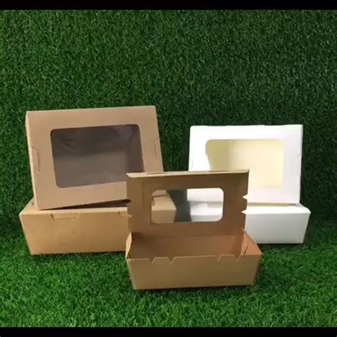 Pcs Pcs Disposable Paper Meal Box Kraft Takeout Box Window Type