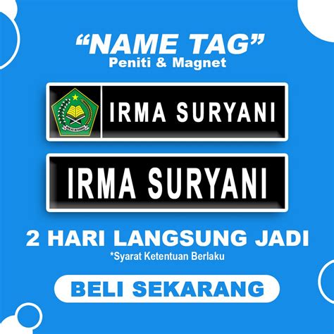 Jual Nametag Peniti Magnet Satuan Nametag Papan Nama Dada Akrilik