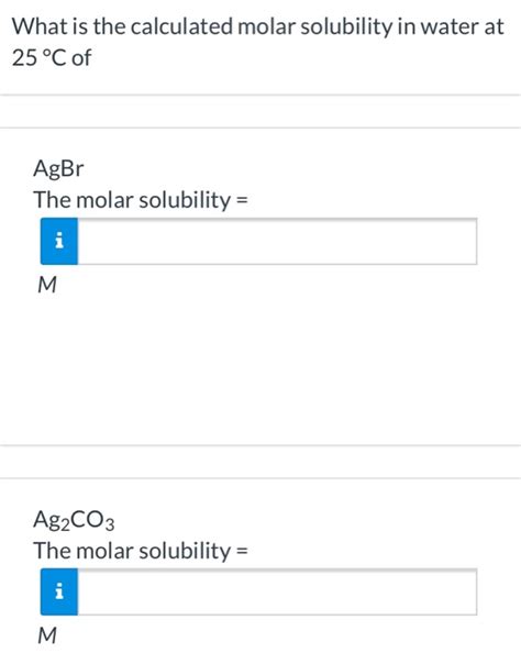 Solved What Is The Calculated Molar Solubility In Water At Chegg