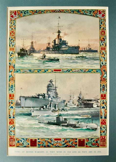 Types of British Warships as they were in 1910 and as they are in 1935.