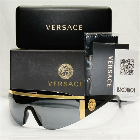 Versace Sunglasses Gold Medusa Shield Black 1996 Tribute 2197 10006g