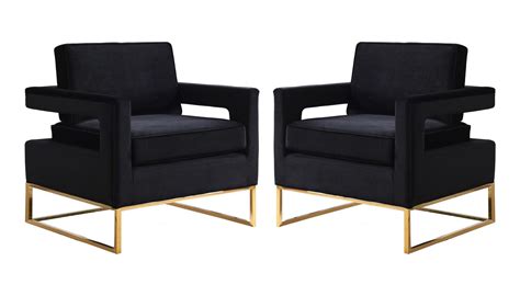 Black Velvet Gold Steel Base Chair Set 2Pc 511Black Meridian