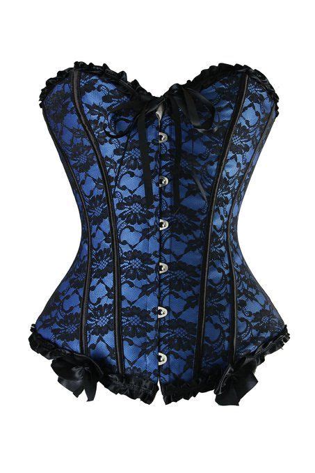 Floral Overlay Lace Overlay Floral Lace Overbust Corset Blue Satin Costumes Costume Ideas