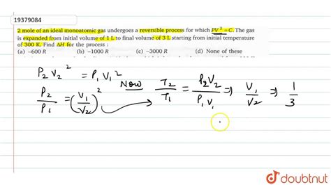 Mole Of An Ideal Monoatomic Gas Undergoes A Reversible Process For