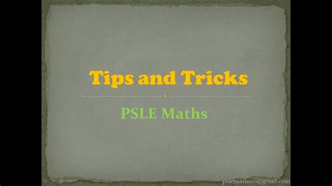 Tips And Tricks 2020 Part 1 Psle Maths Youtube