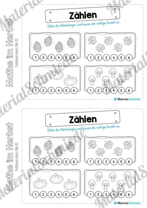 Seiten Mathe Herbst Heftchen Zahlenraum Bis