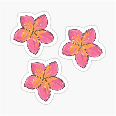 Pink Plumeria Set Sticker For Sale By Basiastachurska Redbubble