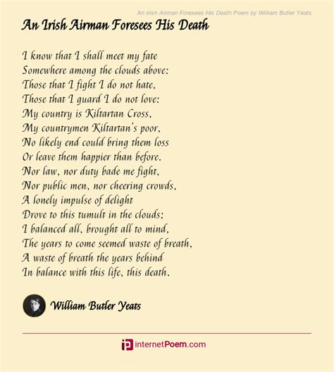 An Irish Airman Foresees His Death Poem By William Butler Yeats