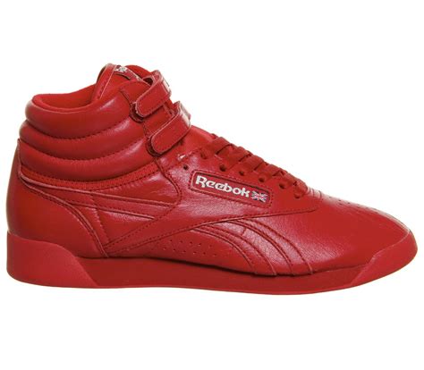 Reebok Leather Freestyle Hi in Red - Lyst