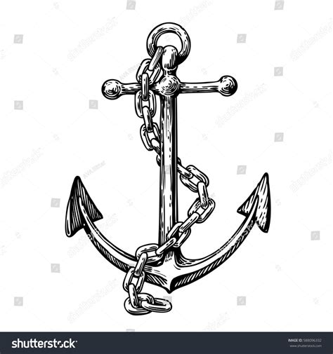 Vintage Anchor Chain Hand Drawn Sketch Stock Vector Royalty Free