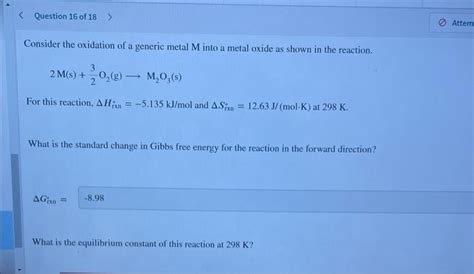 Solved Attem Consider The Oxidation Of Chegg