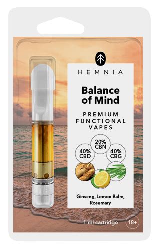 Hemnia Vape Cartridge Balance Of Mind 40 Cbd 40 Cbg 20 Cbn