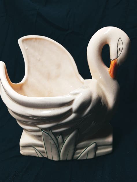 McCoy Vase Or Planter Swan Design Excellent Vintage Etsy