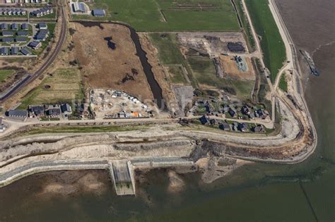 Luftaufnahme Dagebüll Baustelle zum Deich Schutzstreifen Klimadeich