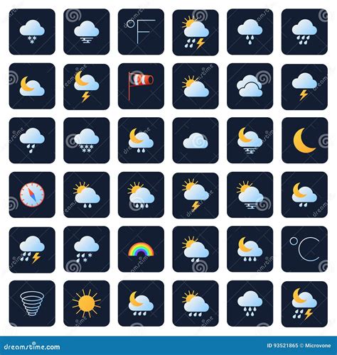 Weervoorspellings Vectorpictogrammen Klimaat En Meteosymbolen Vector