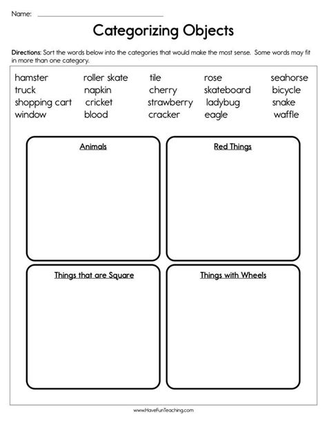 Categorizing Objects Worksheet Have Fun Teaching Hojas De Trabajo Jardín De Infancia Hojas