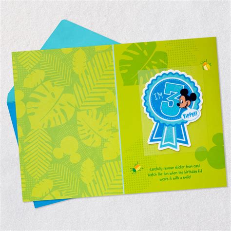 Disney Mickey Mouse 3rd Birthday Card With Sticker Greeting Cards