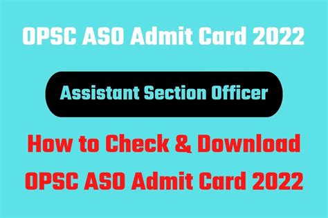 OPSC ASO Admit Card 2022 Link Exam Date Assistant Section Officer