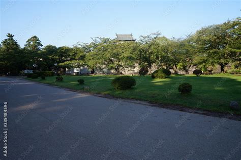 It is a photograph of Hirosaki Park in Aomori, Japan. There is Hirosaki ...