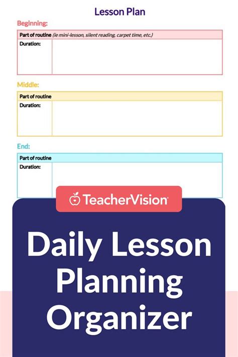 Daily Lesson Planning Organizer Teachervision Lesson Plans Lesson