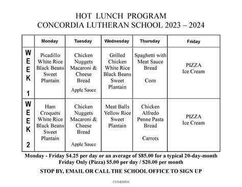 LUNCH MENU