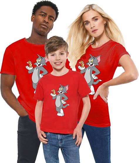 Tom and Jerry T-shirt, Tom&jerry Cartoon Character Chasing Funny Family ...