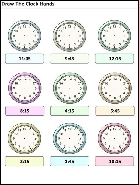 Actividades para niños para imprimir Pon las agujas del reloj 16