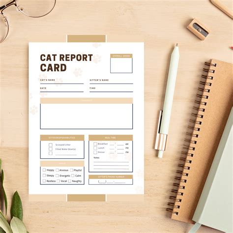 Cat Report Card Printable for Cat Sitters and Cat Boarders | Leave