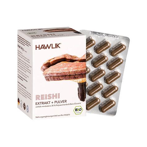 Original Hawlik Reishi Bio Extrakt Pulver 120 Kapseln Sahmara De