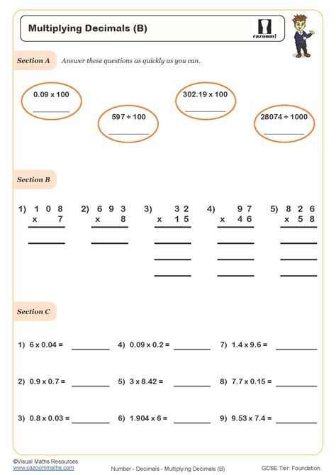 Multiplying Decimals B Worksheet Cazoom Maths Worksheets