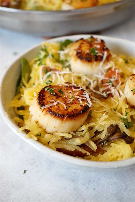 Low Carb Seared Scallops And Spaghetti Squash Recipe JZ Eats